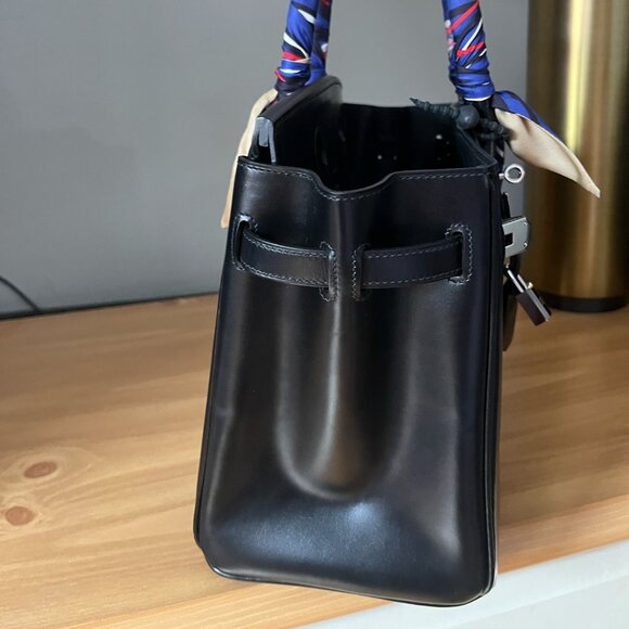 Wirkin Designer Inspired Black Box Leather 30 CM Bag - Picture 7 of 12